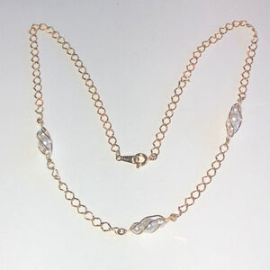 Avon Vintage Gold Tone Dainty Chain & Caged Faux Pearl Boho Necklace